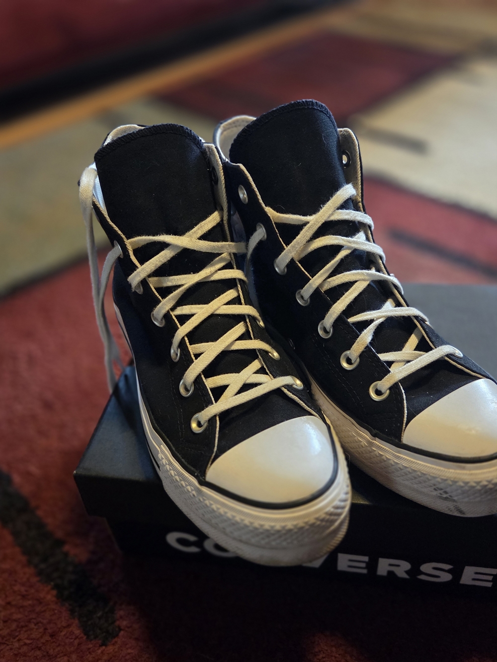 Converse Chuck Taylor High Top Sneakers - Black & White Platform